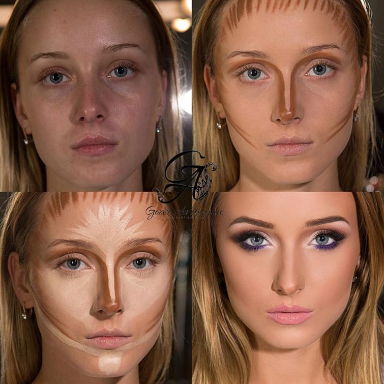 Как сделать рельефное лицо макияж